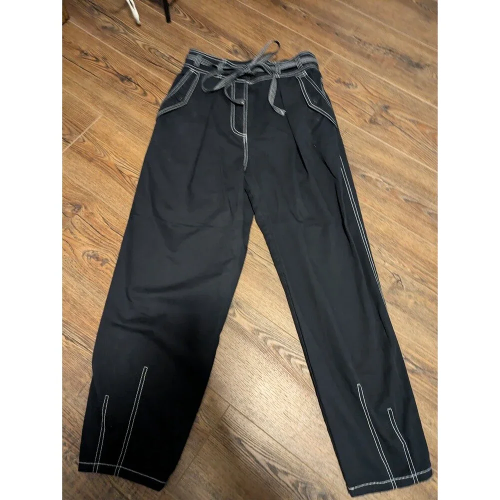 ULLA JOHNSON Women’s Tapered Belted Cotton Poplin Pants Raven Size 6 - Picture 7 of 7